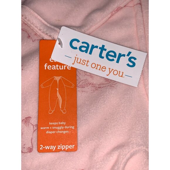 Carters Pink Animal Print Baby Girl Sleep & Play Pajamas Size 6M - Picture 9 of 9